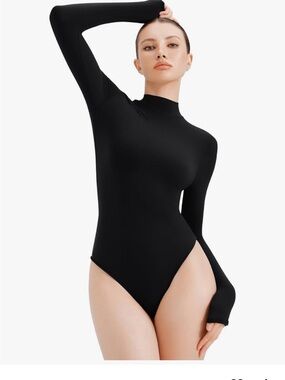 Reoria Women's Long-Sleeve Mock Neck Bodysuit